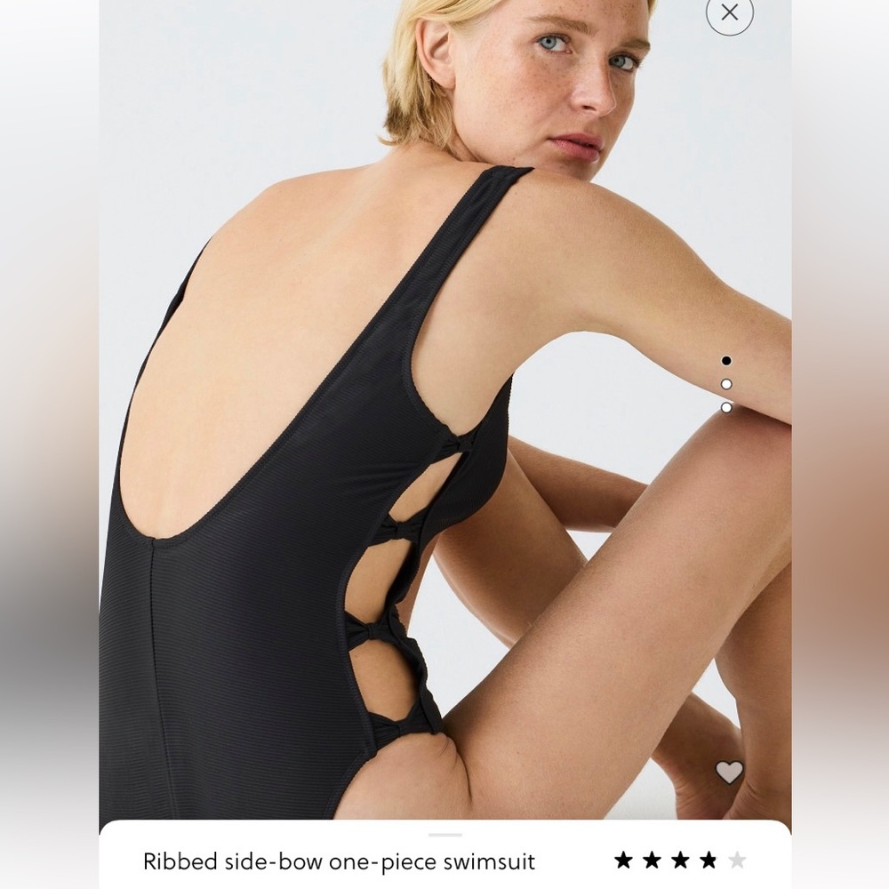 Ribbed side-bow one piece in black